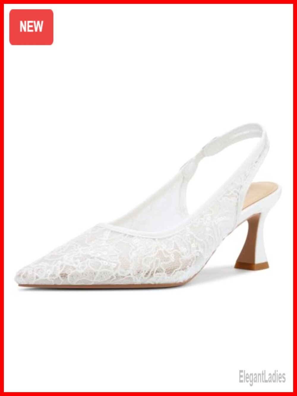 Women's Lace Mesh Slingback Pumps with Kitten Heel 2.5 Inches Heels